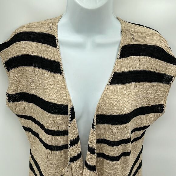 Maurices crochet lightweight open knit cardigan sweater fringe striped medium - Picture 5 of 11